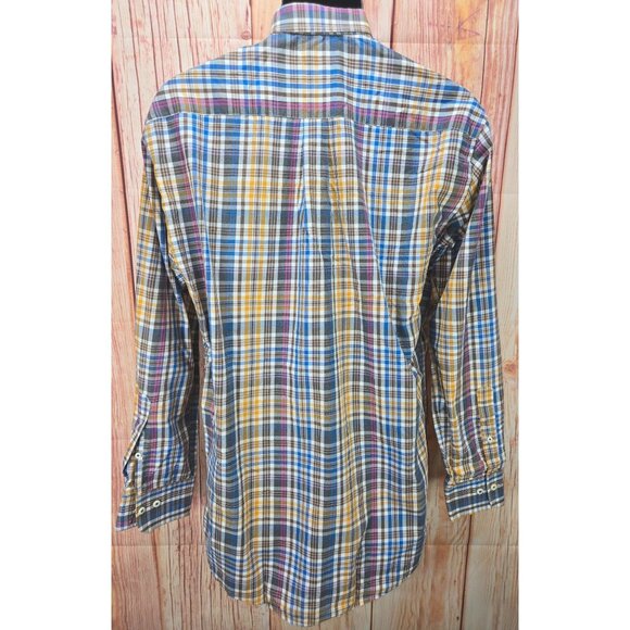 Peter Millar Crown Sport Mens Dress Shirt Medium Plaid Button-Down - Picture 2 of 6